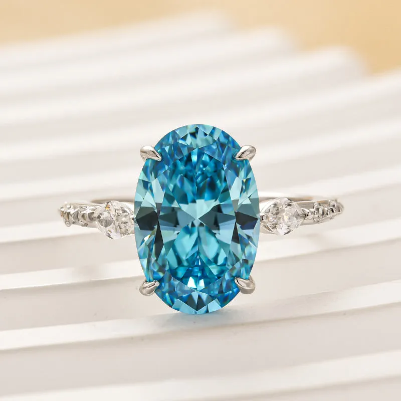 Exclusive Sparkle Radiant Accessories Louily Exquisite Blue Stone Oval Cut Travel Ring