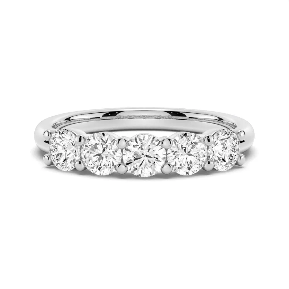 Modern Craft 4.5mm 5 Stone Shared Prong Moissanite Anniversary Band