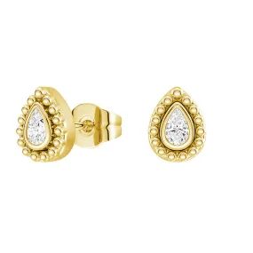 Impeccable Highlight Bold Form Convertible 2 in 1 Beaded Jacket Stud Earrings with Pear Cut Lab Diamond