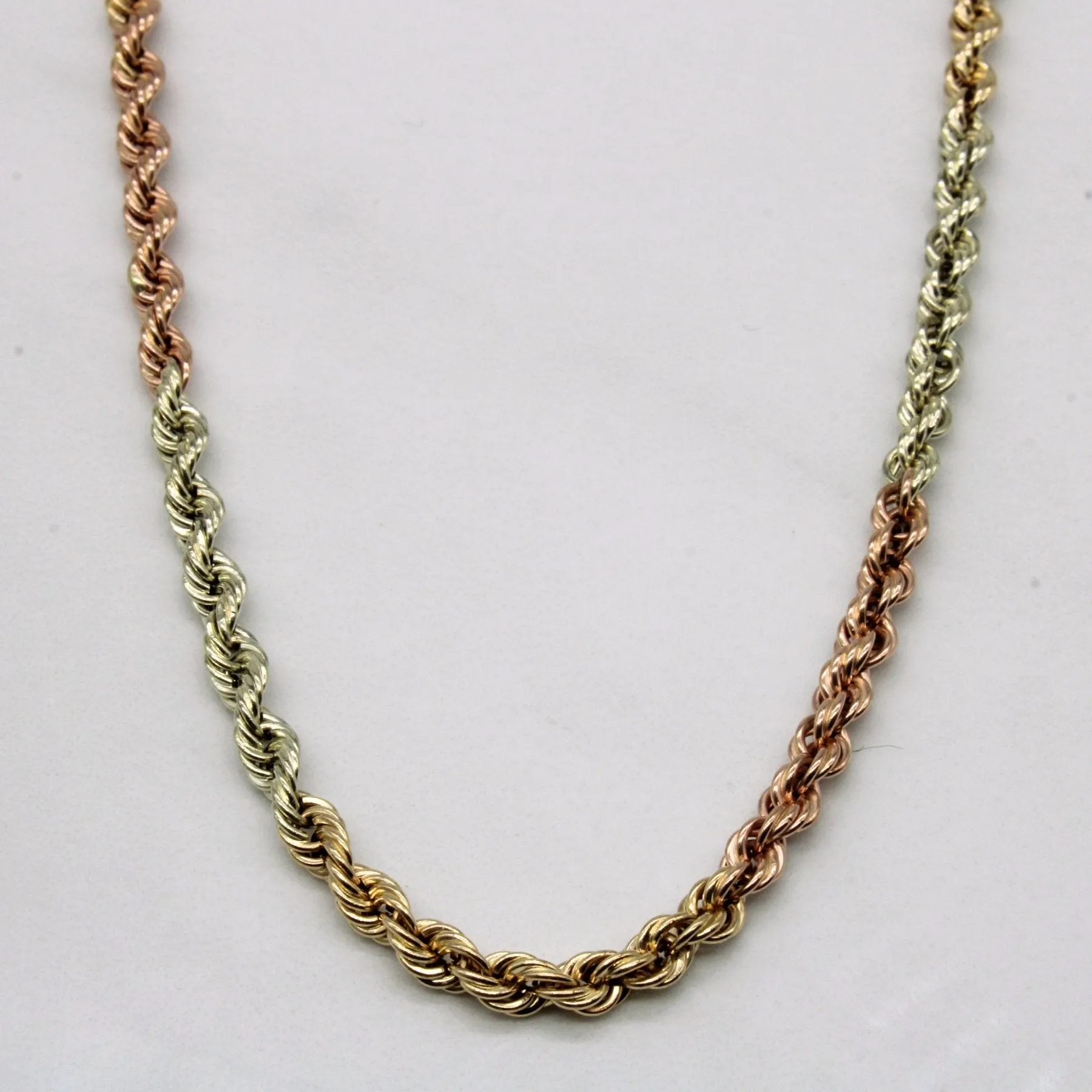 10k Tri Tone Gold Rope Chain | 24" | Sculpted Shape