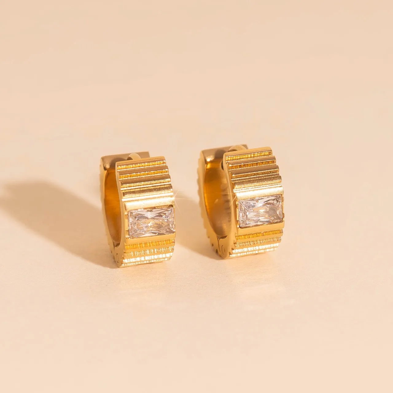 Seasonal Trinket Holiday Trinket Textured Crystal Super Chunky Huggie Hoop Earrings