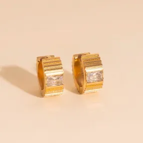 Seasonal Trinket Holiday Trinket Textured Crystal Super Chunky Huggie Hoop Earrings