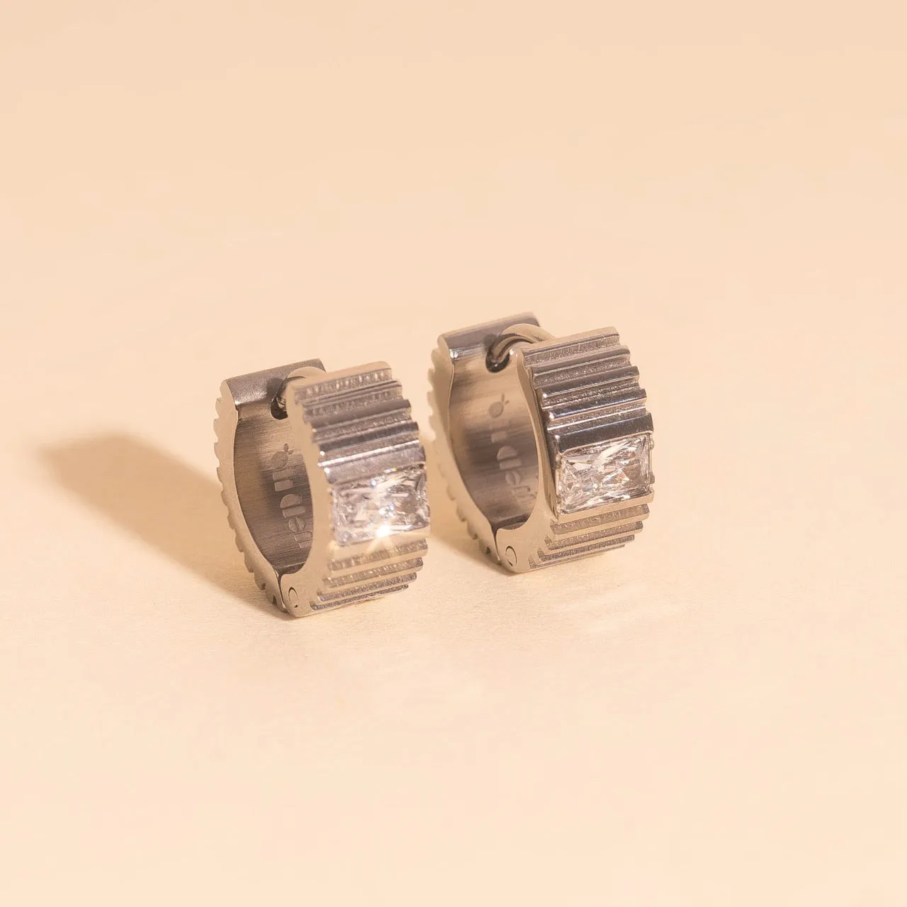 Textured Crystal Super Chunky Huggie Hoop Earrings Bohemian Accent