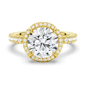 Half Eternity Round Cut Moissanite Halo Engagement Ring Delicate Article