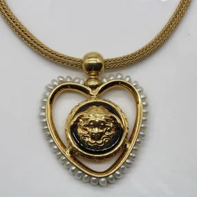 Pearl Halo Cherub Heart Necklace | 17" | Handcrafted Pieces