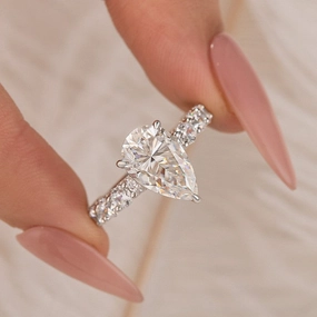 Retro Mood Chic Touch Moissanite 4.0Ct Pear Cut Engagement Ring Travel Ring In Sterling Silver