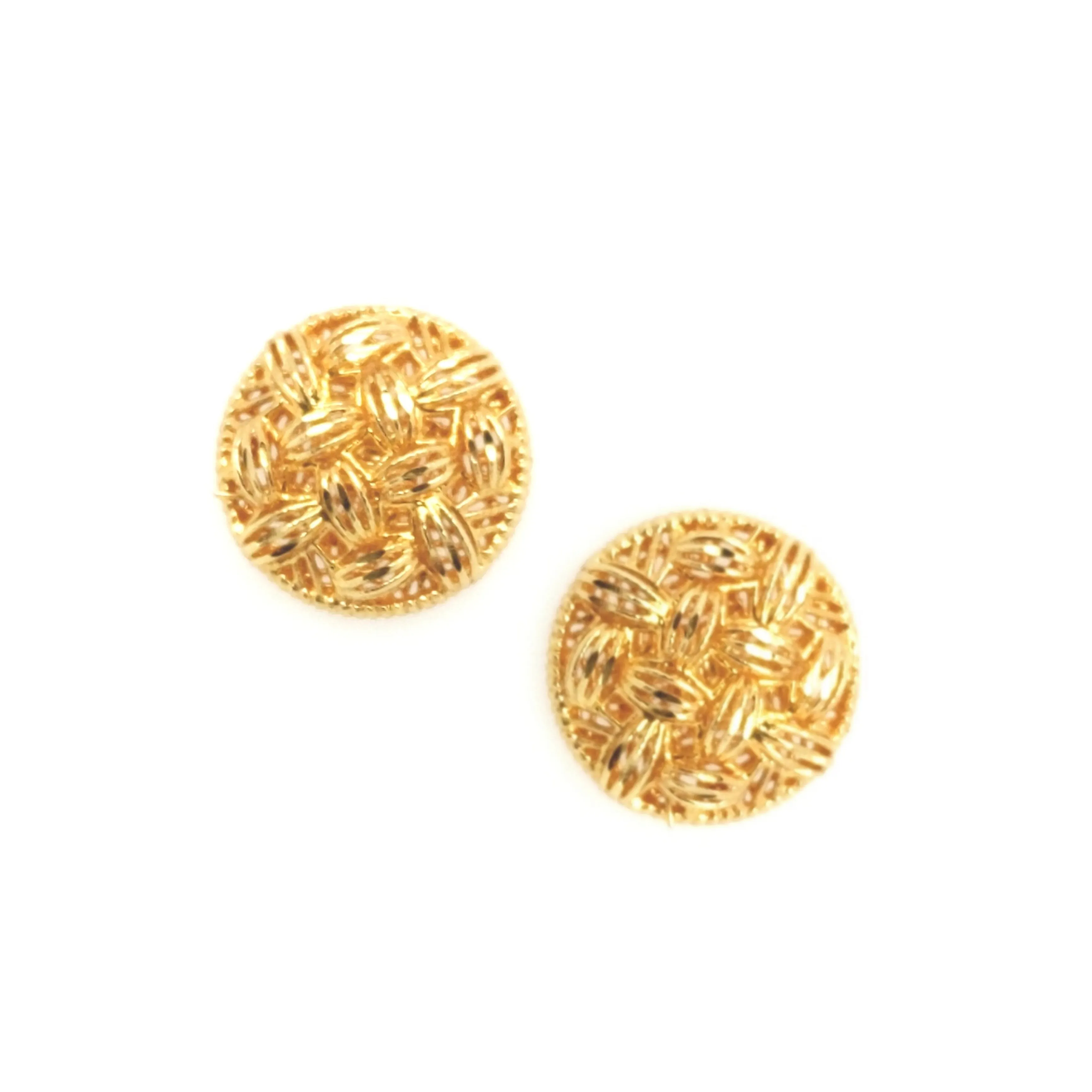14K Gold Round Weaved Stud Earring Radiant Adornment