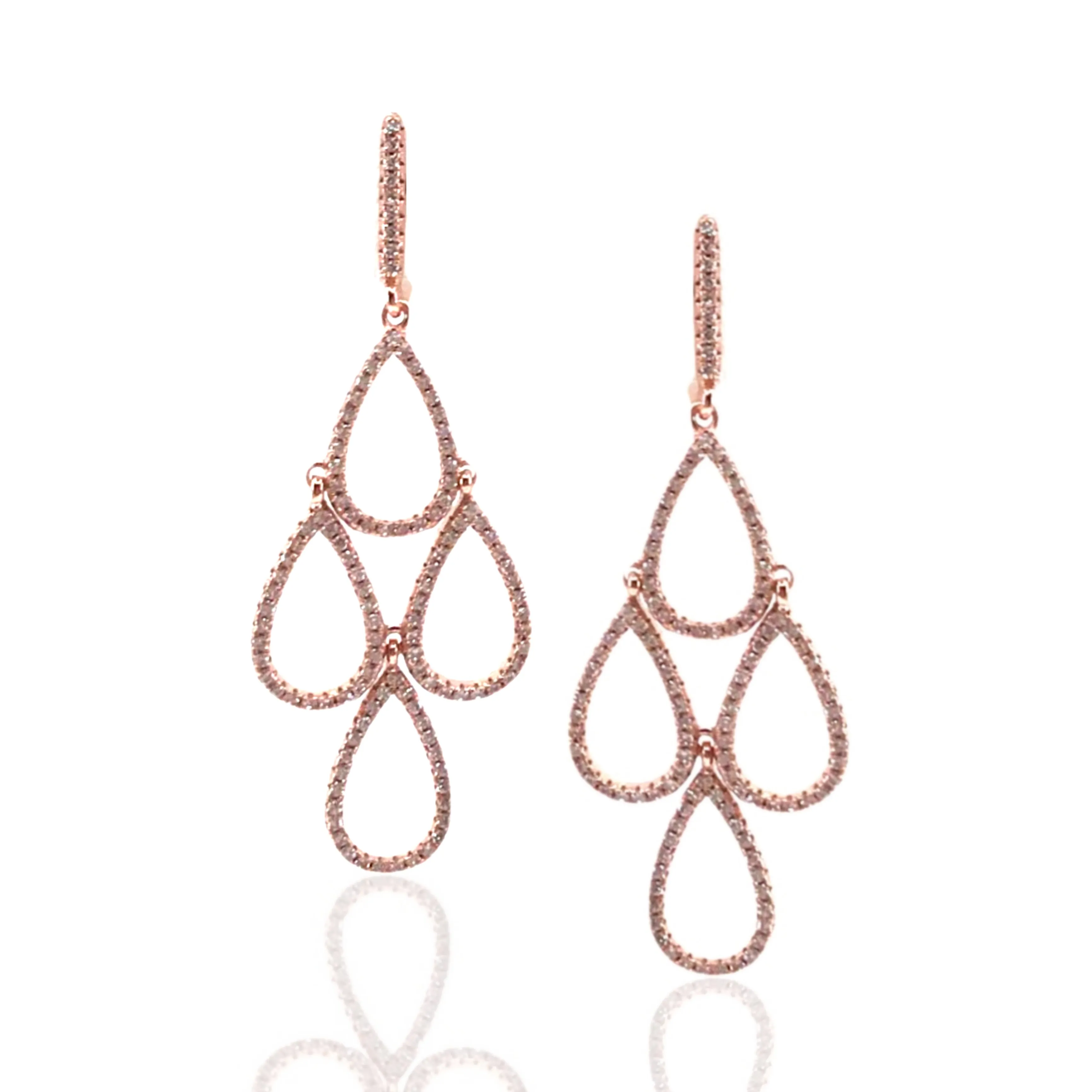 Rose Gold Plated Sterling Silver Micropave CZ Earrings Daytime Ornament Exquisite Selection