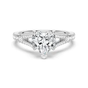 Heart Shaped Split Shank Moissanite Engagement Ring Balanced Design Bold Glint