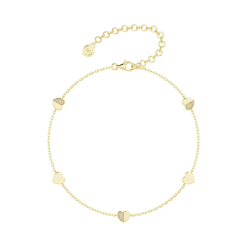 Heartfelt Bond Charm Bracelet Outdoor Light Shining Gem