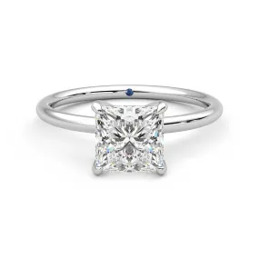 Gallery Art Fantastic Statement Solitaire Princess Cut Moissanite Engagement Ring with Hidden Anniversary Stone