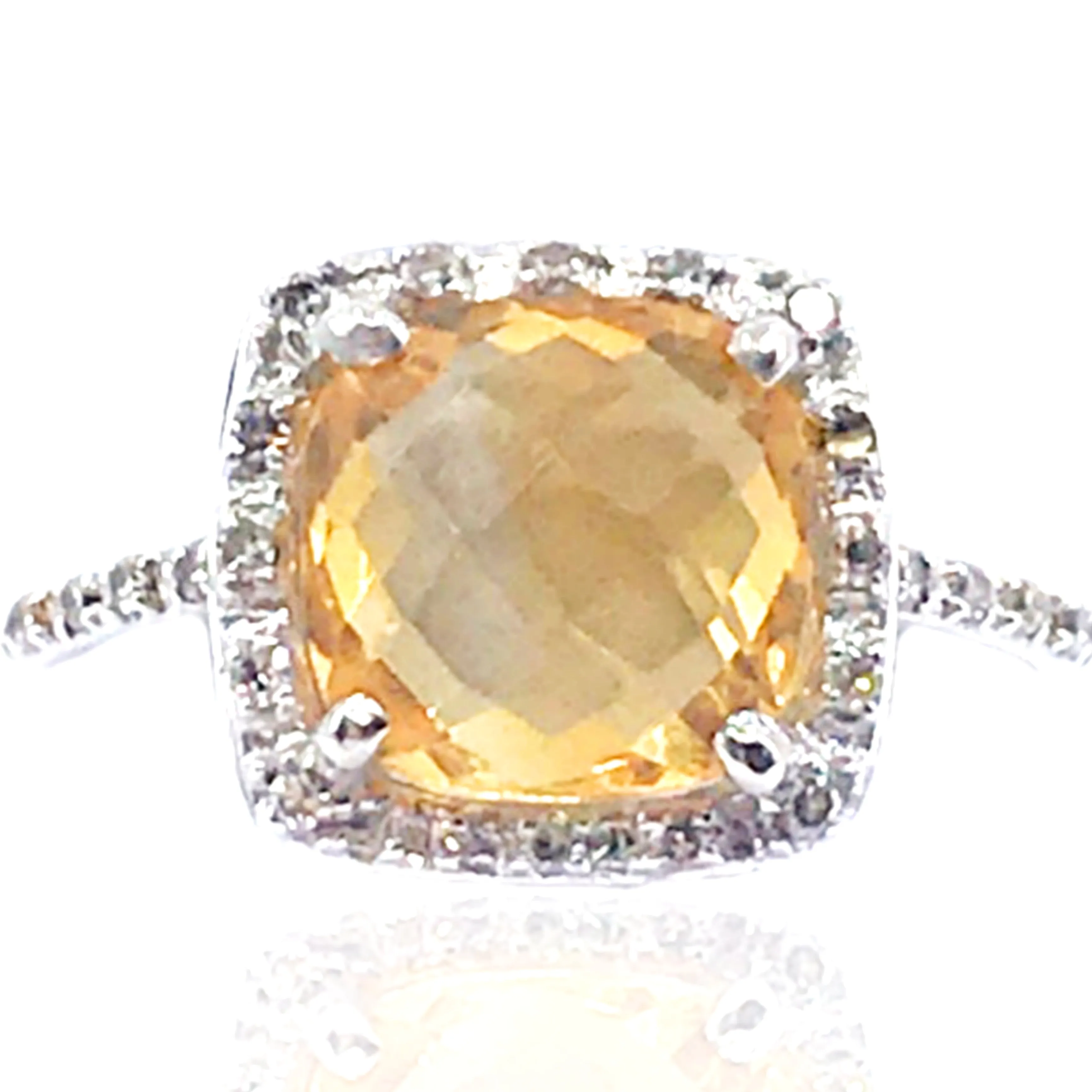 14K White Gold and Diamond Citrine Ring Style Statement