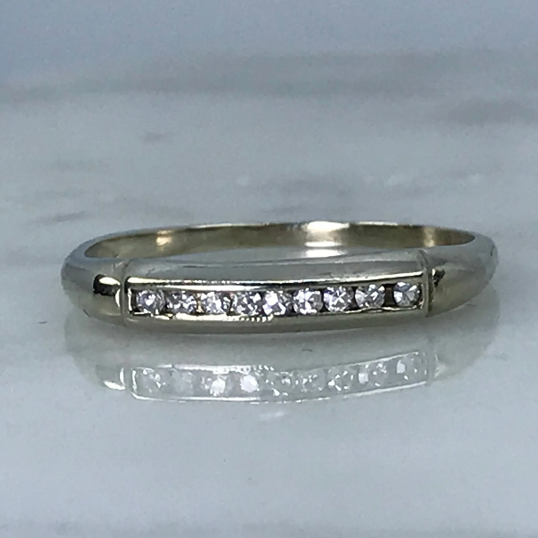 Diamond Wedding Band. 14K White Gold. April Birthstone. 10th Anniversary. Stacking Ring. Mood Match