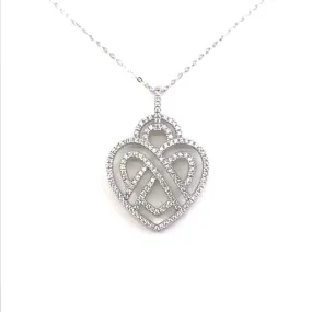 Rhodium Plated Sterling Silver Heart CZ Multicolor Pendant Necklace Simple Choice Evening Pendant Jewelry