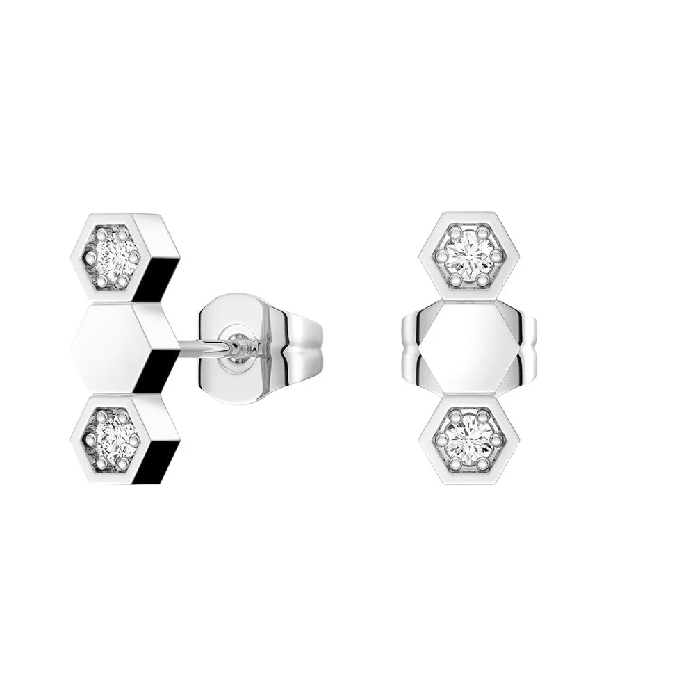 Daily Look Glow Up Look Honeycomb Hexagon Stud Earrings with Lab Grown Diamonds
