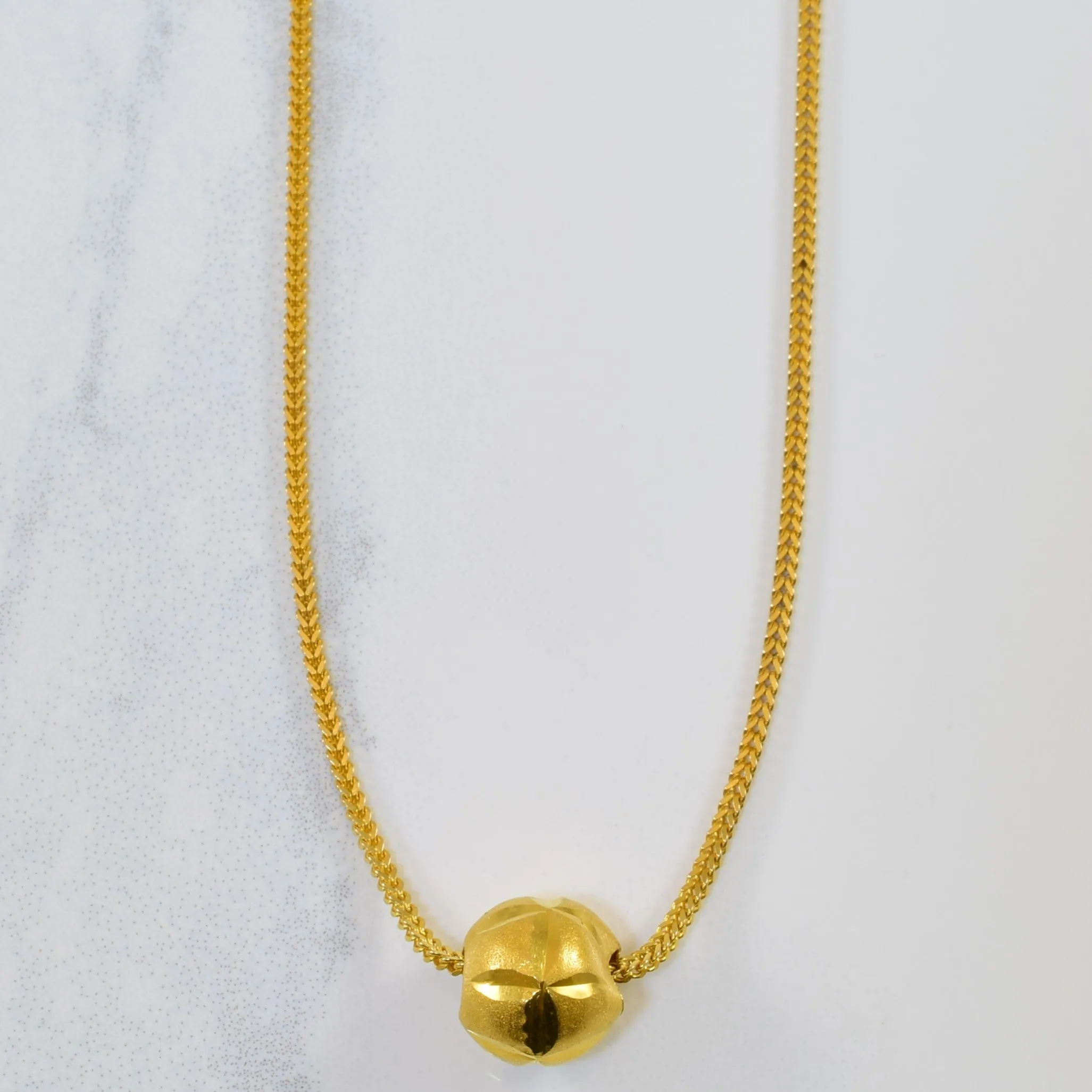 Timeless Touch Natural Spark 21k Yellow Gold Snake Chain & Ball Pendant | 16" |