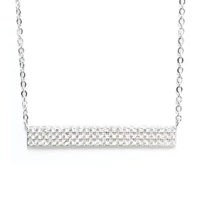 Pretty Gift Sterling Silver Three Row CZ Bar Necklace