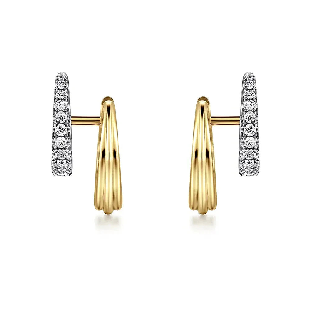 festival look Offset Two-Tone Diamond Hoop with Full Pav?? And Linear Designs