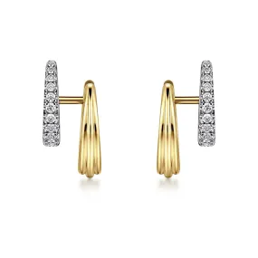 festival look Offset Two-Tone Diamond Hoop with Full Pav?? And Linear Designs