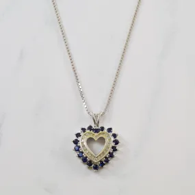 Blue Sapphire & Diamond Heart Necklace | 0.54ctw, 0.06ctw | 17" | Classic Shape