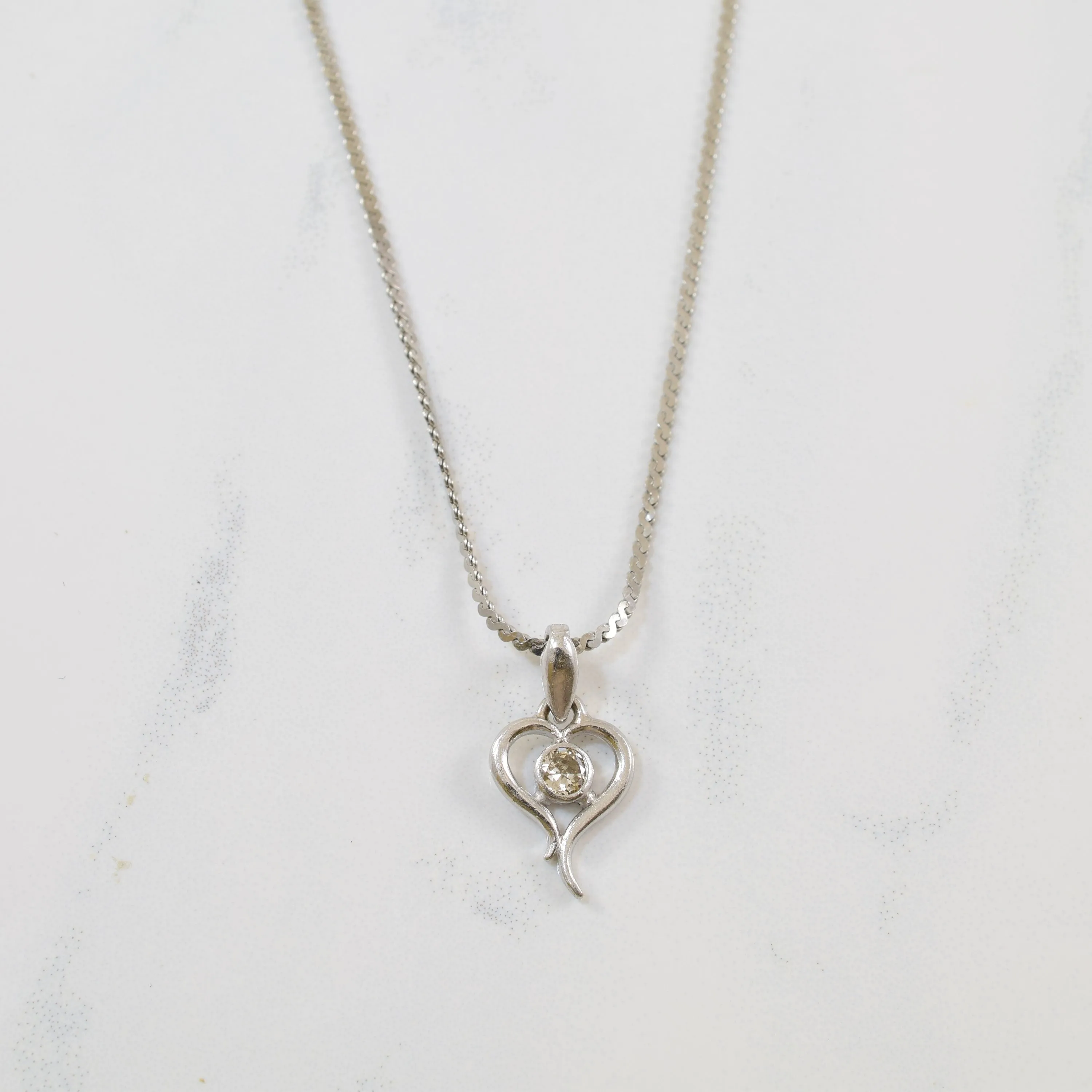 Infinite Style Platinum Solitaire Diamond Heart Necklace | 0.09ct | 16" |