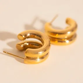 Brilliant Design Chunky Crescent Stud Earrings