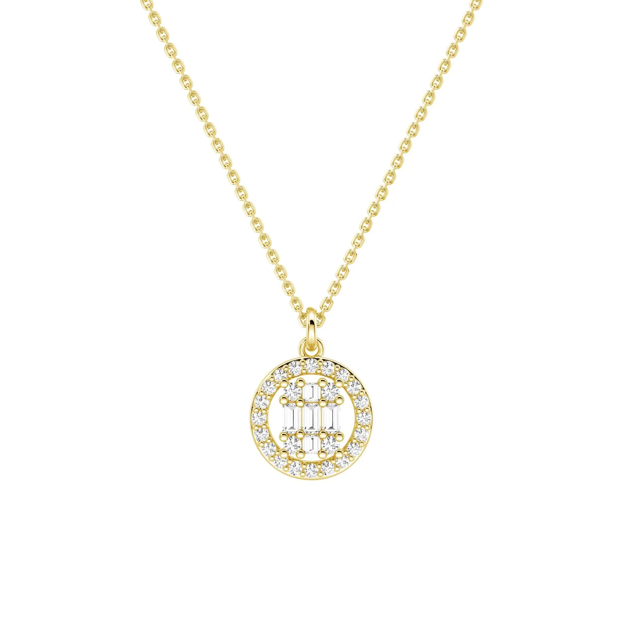 Infinity Halo Lab Grown Diamond Circle Cluster Necklace Luxury Accent