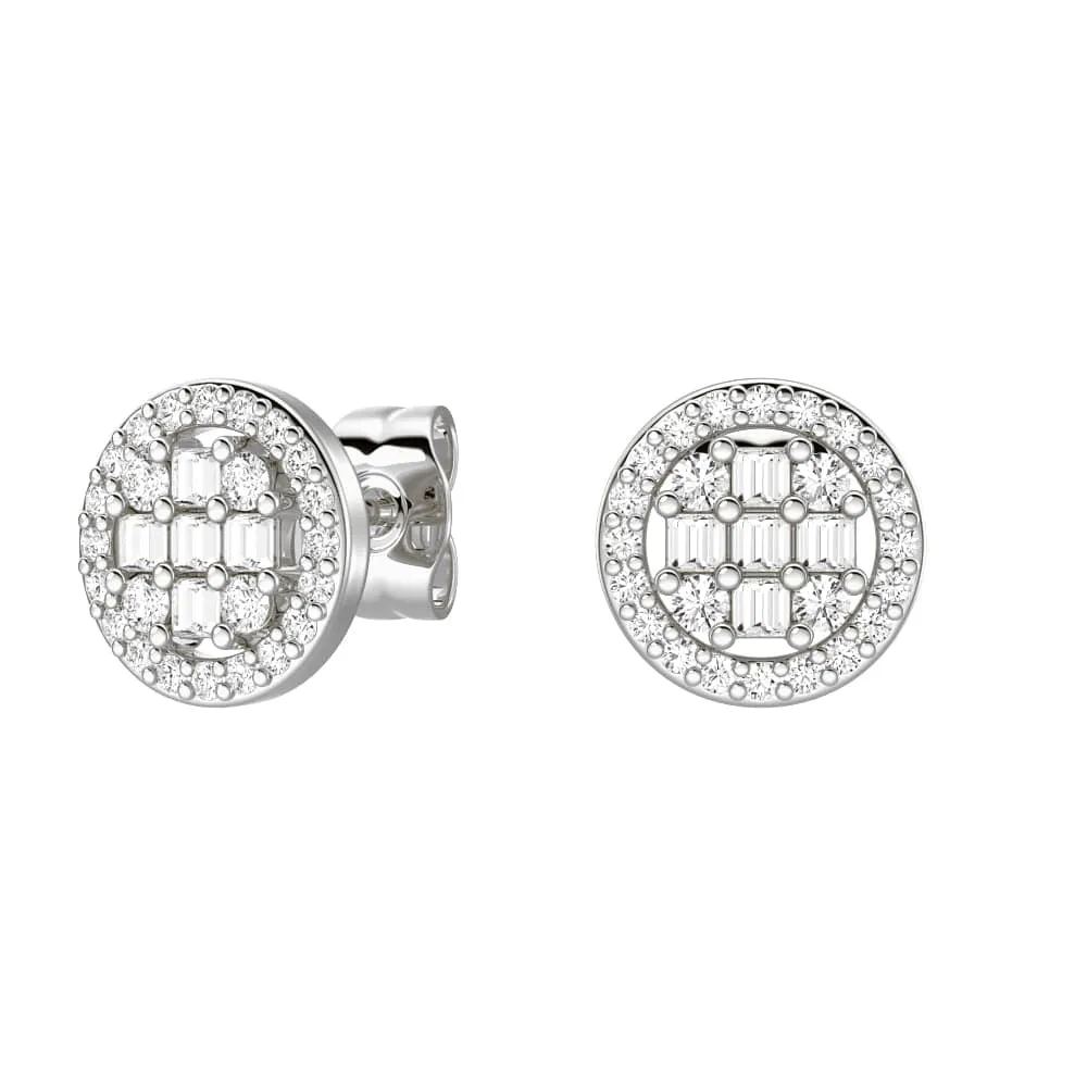 Luminous Finish Contemporary Highlight Infinity Halo Lab Grown Diamond Circle Cluster Sutd Earrings