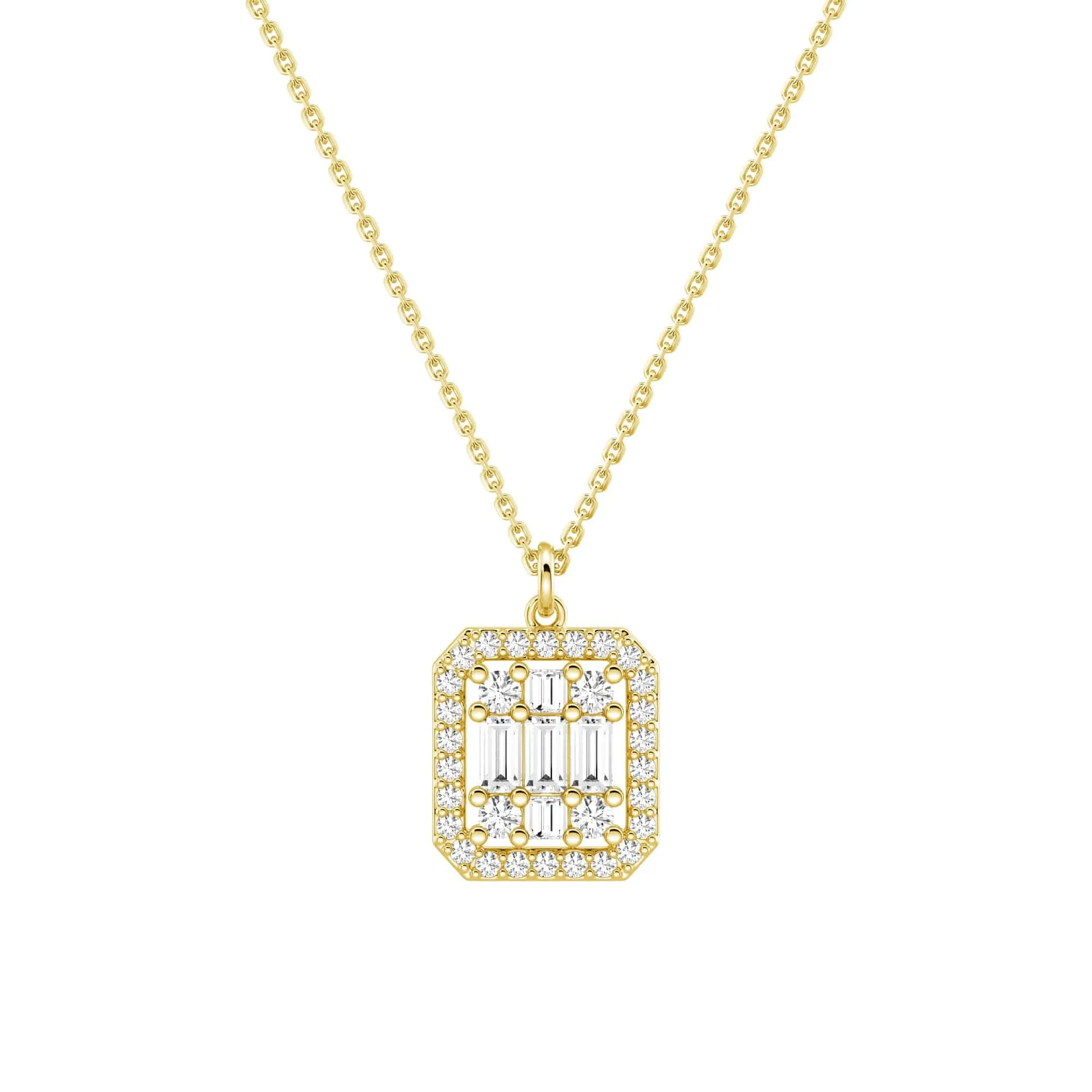 Infinity Halo Lab Grown Diamond Rectangular Cluster Necklace Stylish Moment Simple pieces