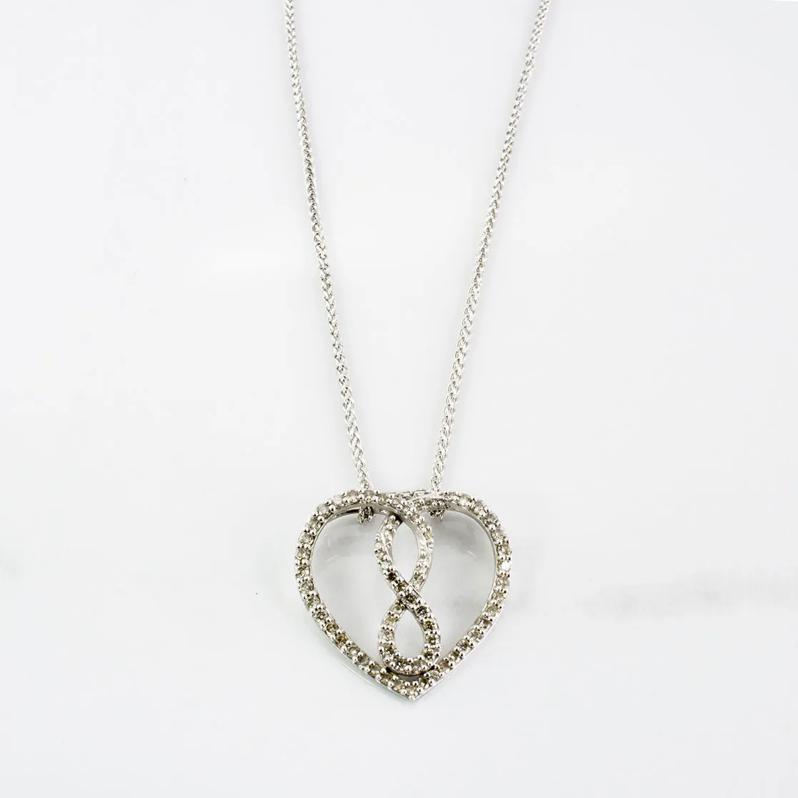 Bold Finish Stylish Craft Infinity Heart Necklace | 0.36 ctw | SZ 18" |