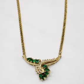 Emerald & Diamond Pendant 14k Necklace | 1.00ctw, 0.25ctw | 17" | Festive Touch