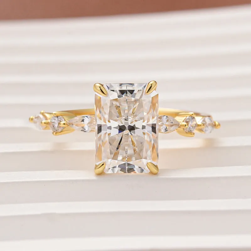 Vibrant Jewelry Look Louily Moissanite 3.5 Carat Radiant Cut Engagement Ring In Sterling Silver