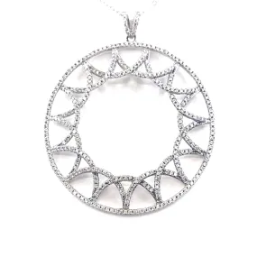 Sterling Silver Circle Micropave CZ Pendant Necklace Autumn Look Cool Look