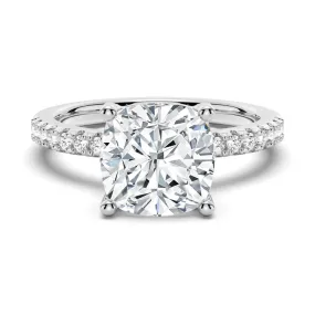 French Pav?? Cushion Cut Moissanite Engagement Ring Stylish Complement