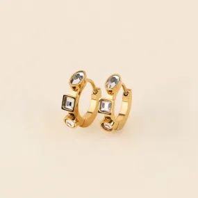 Crystal 3D Huggie Hoop Earrings Daily Embellishment