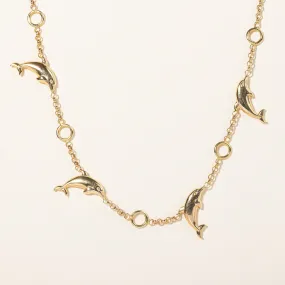 Event Edge Birthday Surprise Italian 18k Yellow Gold Dolphin Necklace | 16" |