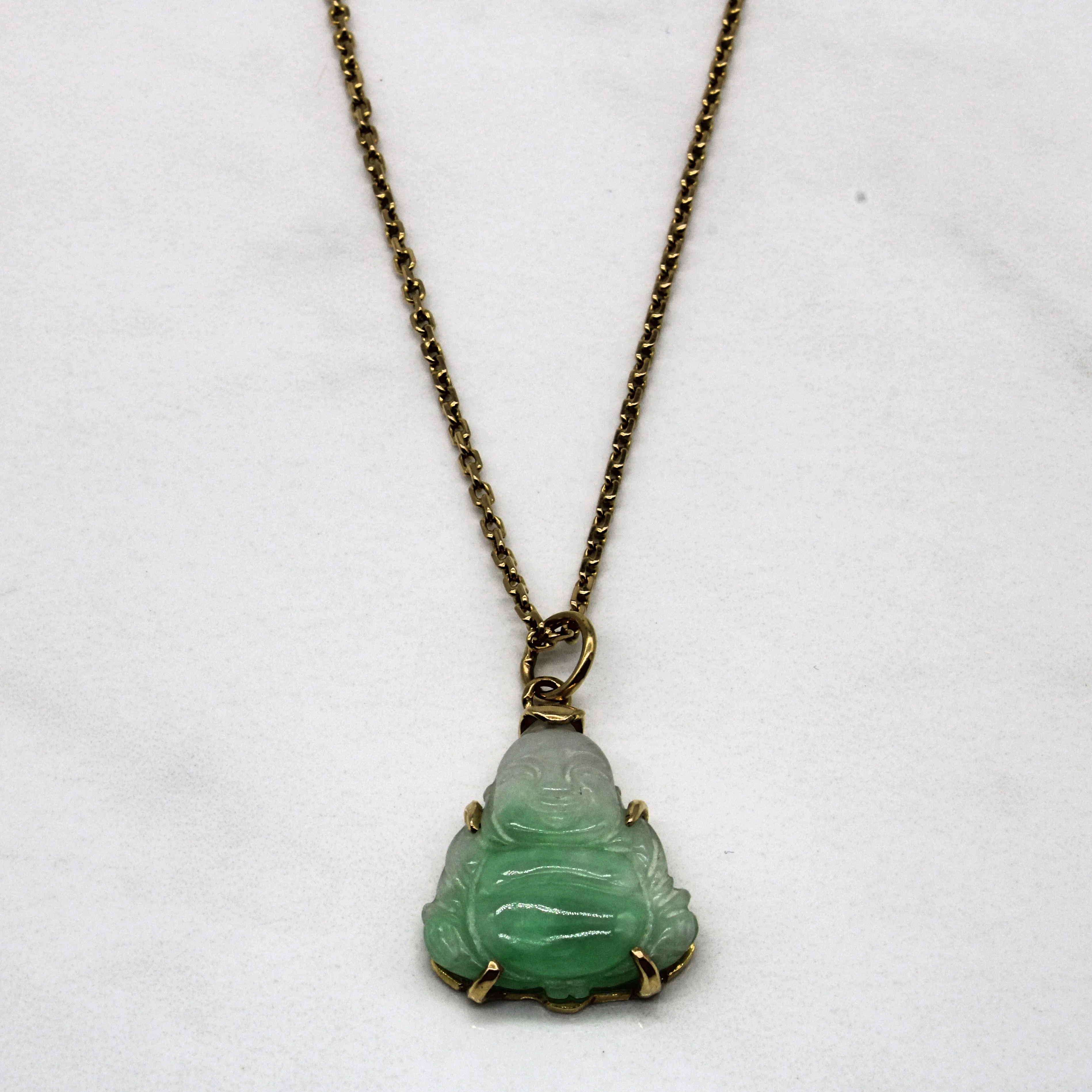 Jadeite Buddha 18k Necklace | 11.50ct | 24" | Understated Spark