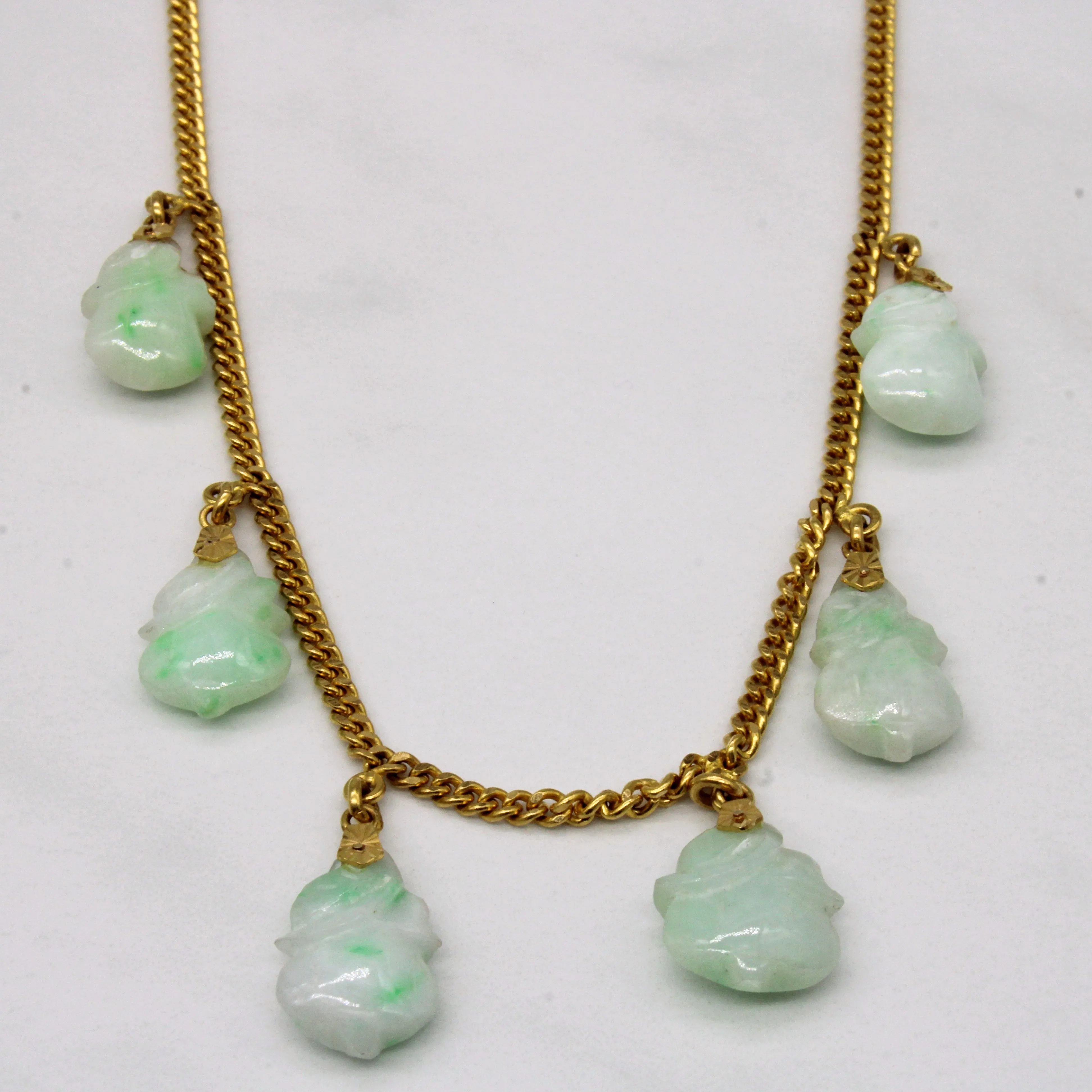 Graceful Elegance Stunning Detail Jadeite Charm 22k Necklace | 36.00ctw | 18" |