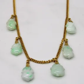 Graceful Elegance Stunning Detail Jadeite Charm 22k Necklace | 36.00ctw | 18" |