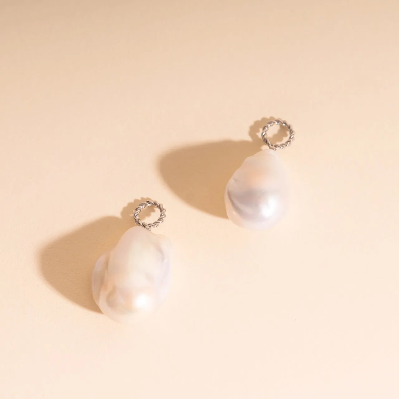 Jumbo Baroque Natural Pearl Huggie Hoop Charms Durable Detail