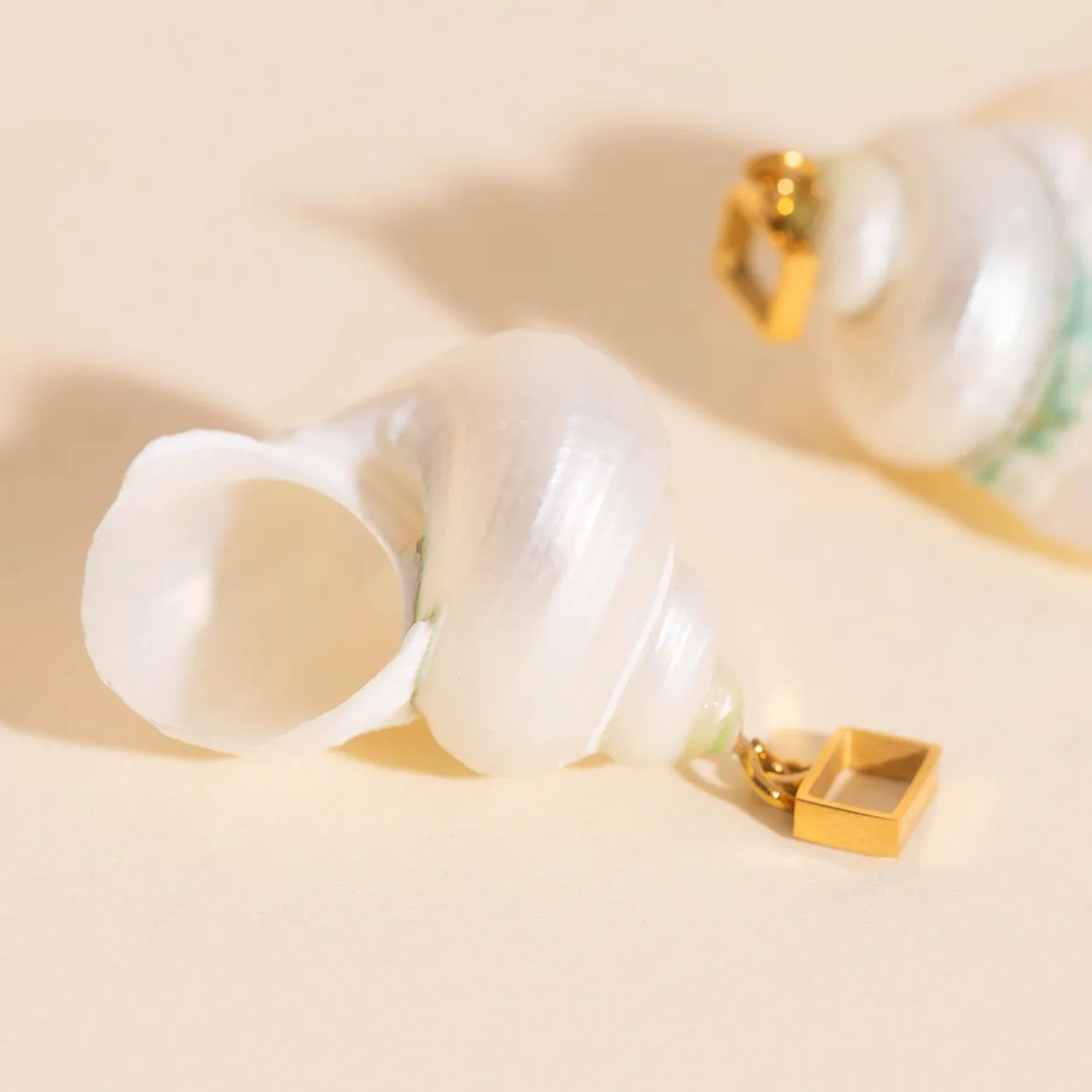 Jumbo Shell Super Chunky Huggie Hoop Charms Winter Ornament Pearlescent Piece