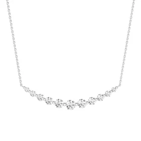 Structured Accent Minimal Daywear Lab Grown Diamond Eleven Stone Curved Bar Necklace