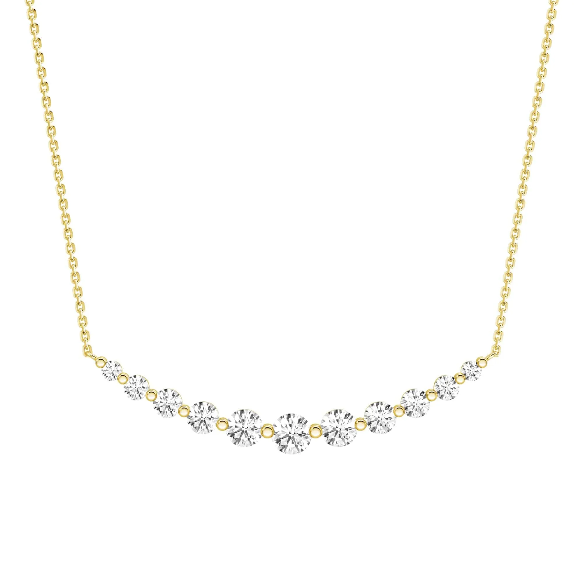 Lab Grown Diamond Eleven Stone Curved Bar Necklace Iconic look