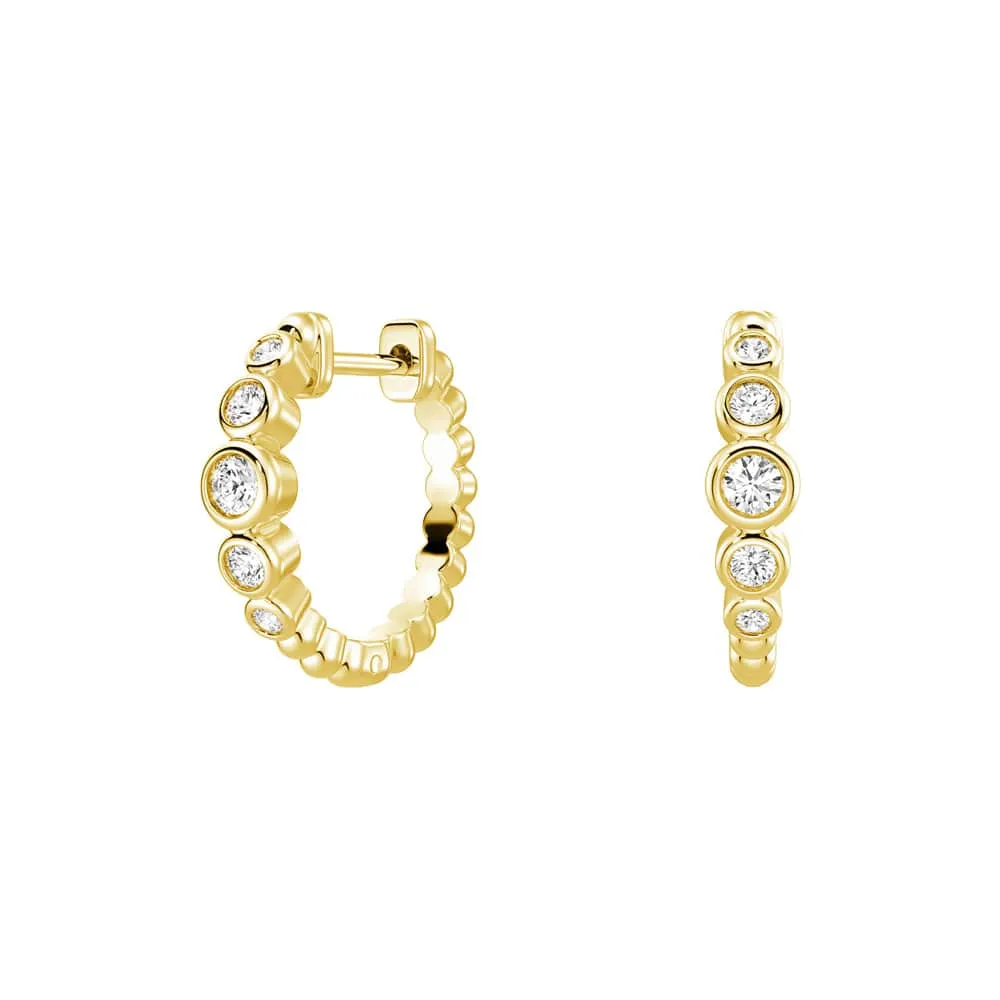 Vivid Finish Luxe style Lab Grown Diamond Five Stone Beaded Hoop Earrings