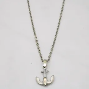Lustrous Feature Clean Texture 18k White Gold Anchor Pendant & Necklace | 20" |
