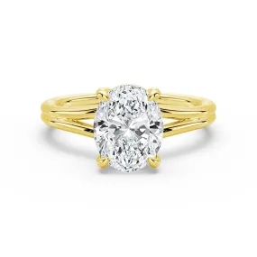 Classic Oval Solitaire Engagement Ring with Split Shank Romantic Element Beautiful Expression
