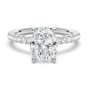 Distinct Accessory Petite Micropav?? Oval Shaped Moissanite Engagement Ring