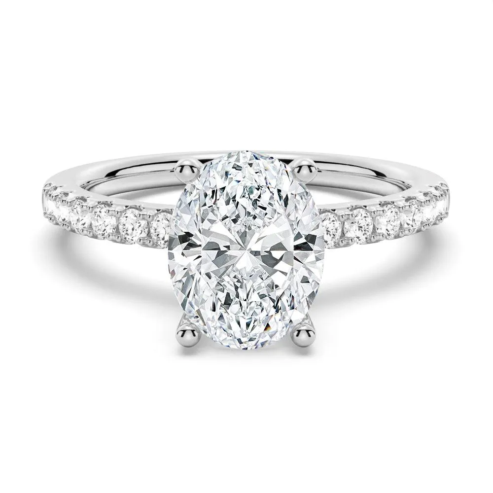 Artistic Bauble Petite Micropav?? Oval Shaped Moissanite Engagement Ring
