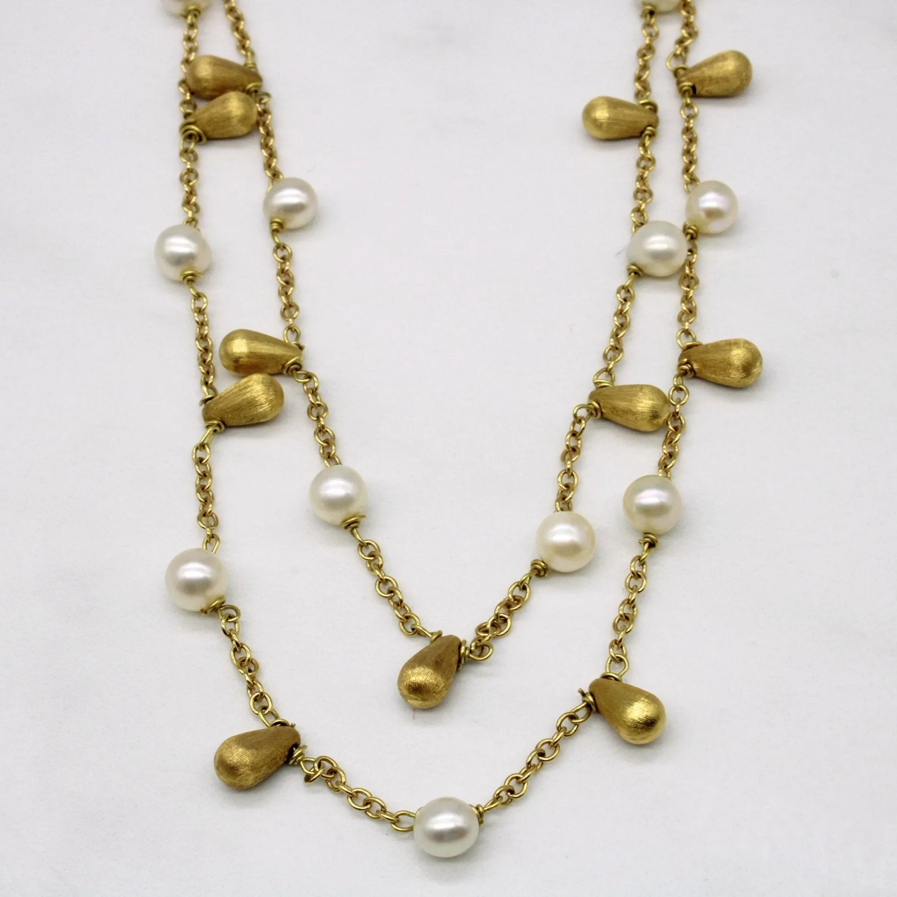 Chic Accessory 'Links of London' Drop Pearl & 18k Yellow Gold Tiered Necklace | 16" |