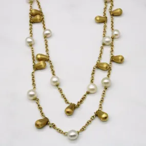 Chic Accessory 'Links of London' Drop Pearl & 18k Yellow Gold Tiered Necklace | 16" |